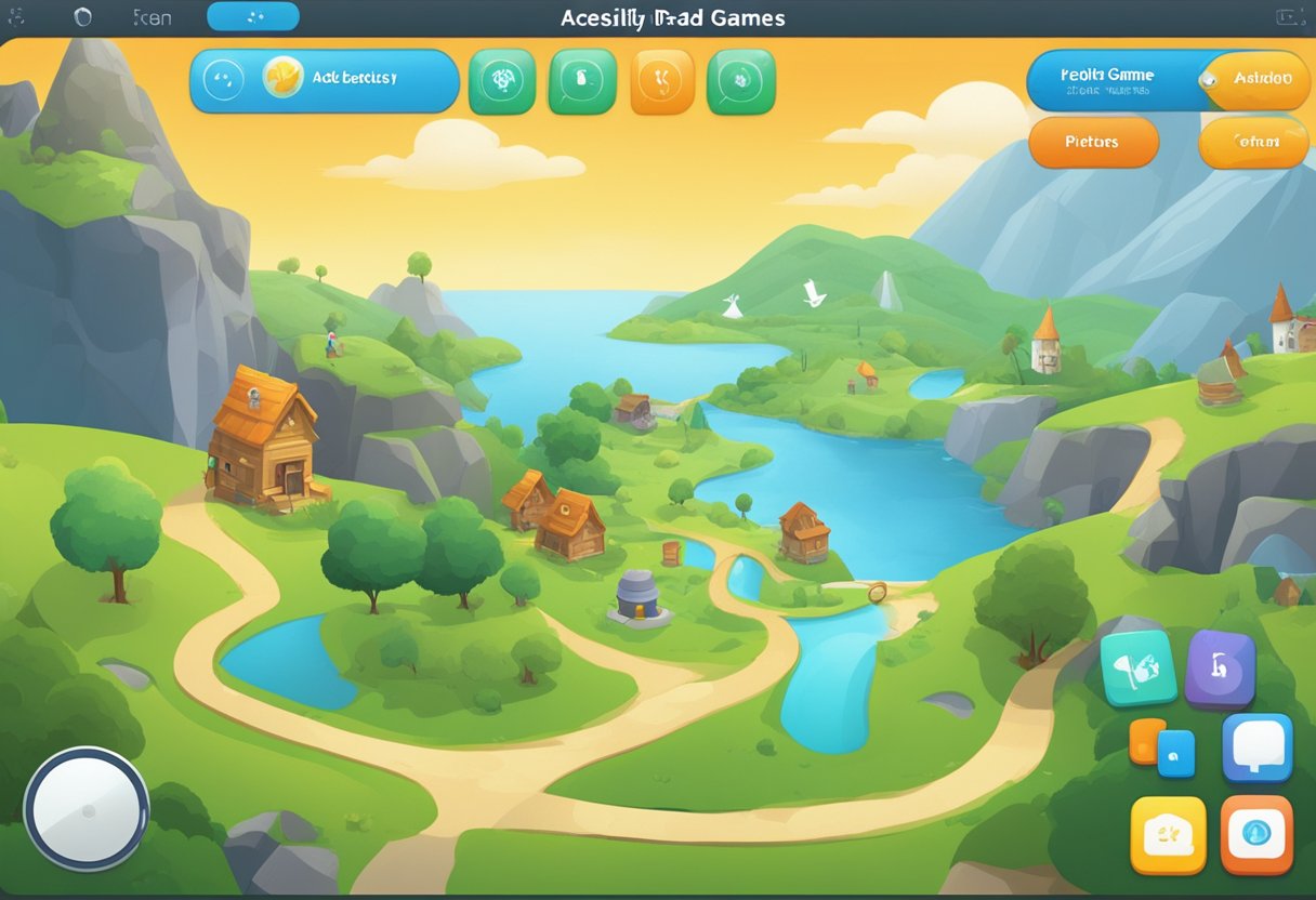 A variety of iPad games are displayed on the screen, with clear and easy-to-read text and icons. The games are easily navigable and user-friendly, demonstrating accessibility features