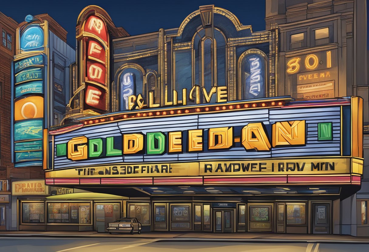 A movie theater marquee displays iconic game titles like "GoldenEye 007" and "Spider-Man 2," symbolizing the evolution of movie-based games