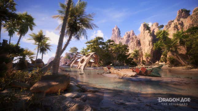 A beach area in Dragon Age: The Veilguard.